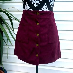 Maroon button down skirt